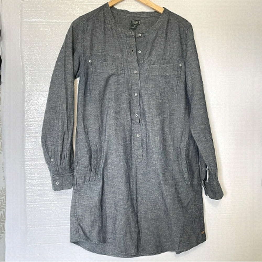 ROOTS chambray cotton/linen Button Up tunic dress